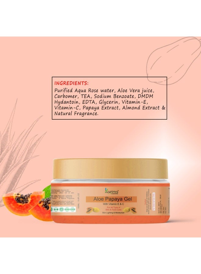 KAZIMA Aloe Papaya Gel with Vitamin E & C for Skin Lightening & Moisturizing, 150ML - Image 2