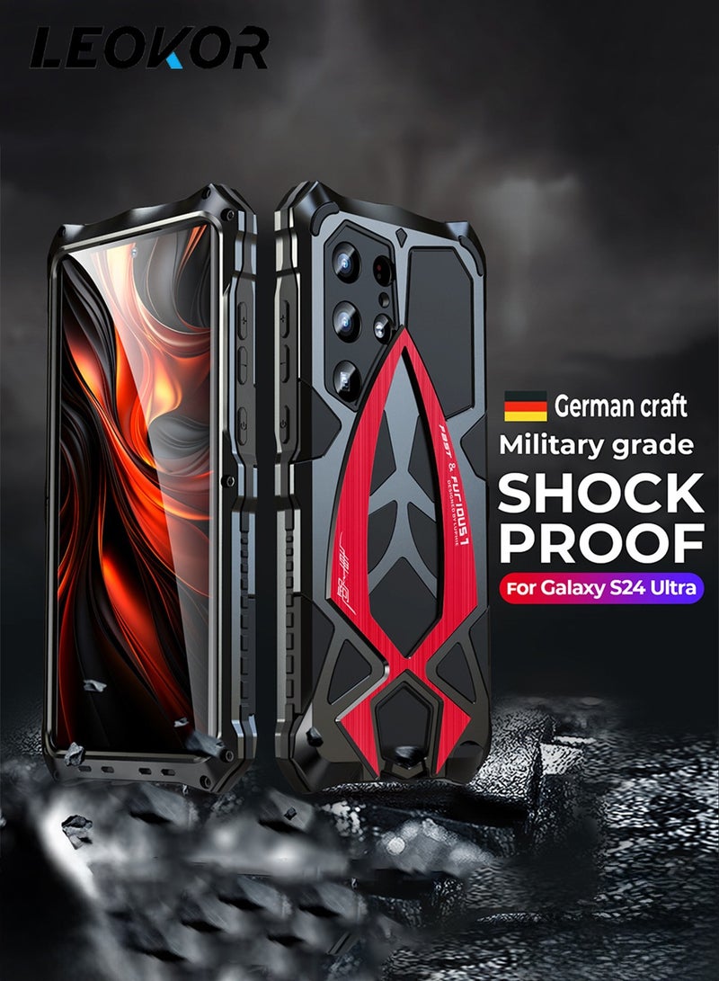 LEOKOR 2 in 1 Sport Car Design Phone Case,Grade Drop Protection,Metal Shockproof Heavy Duty Cover,with Screen Protector Film,for Samsung Galaxy S24 Ultra Case - Image 5