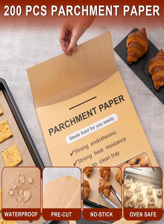 BOOMIBOO Parchment Paper,200Pcs 12x16 Inches Parchment Paper Sheets Unbleached Parchment Paper， Baking Sheets Non-Stick，Parchment Paper For Baking,Fryer, Cooking,Oven,Perfect For Bread, Cakes, Barbecue - Image 3