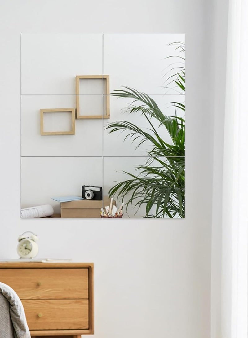 TPGP 6 Pieces Mirror Wall Stickers, 30 x 40 cm Mirrors Non-Glass Wall Stickers, Acrylic Mirror Wall Stickers for Wardrobe, Door, Bedroom - Image 2