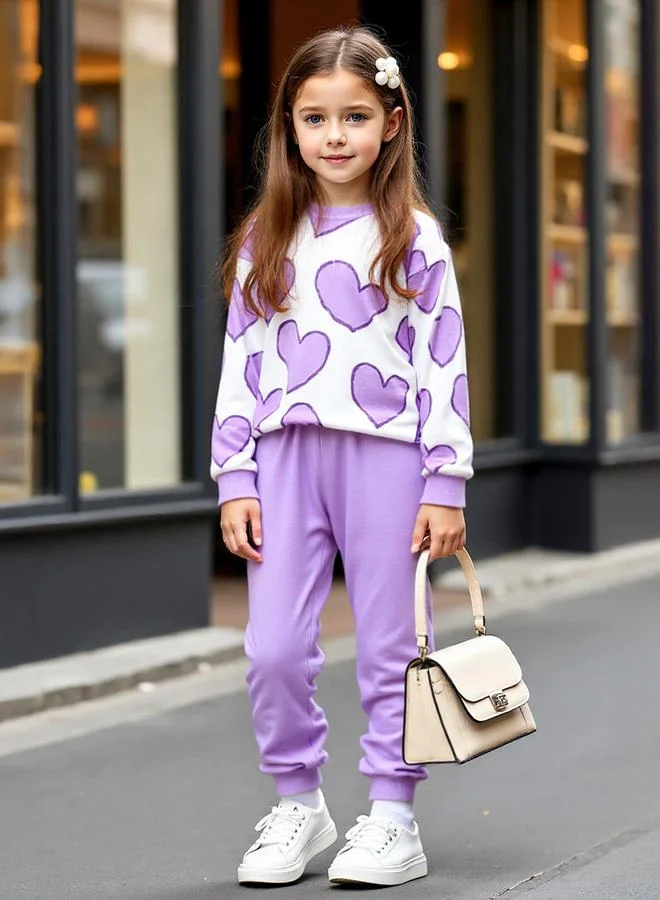 Take Two Girls Graphic Print Sweatshirt with Pants Set