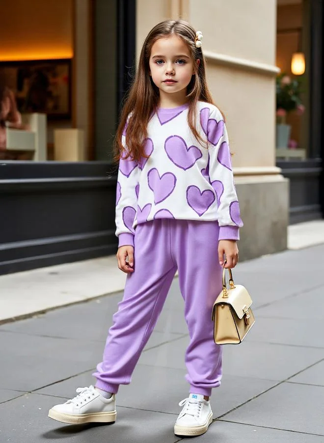 Take Two Girls Graphic Print Sweatshirt with Pants Set