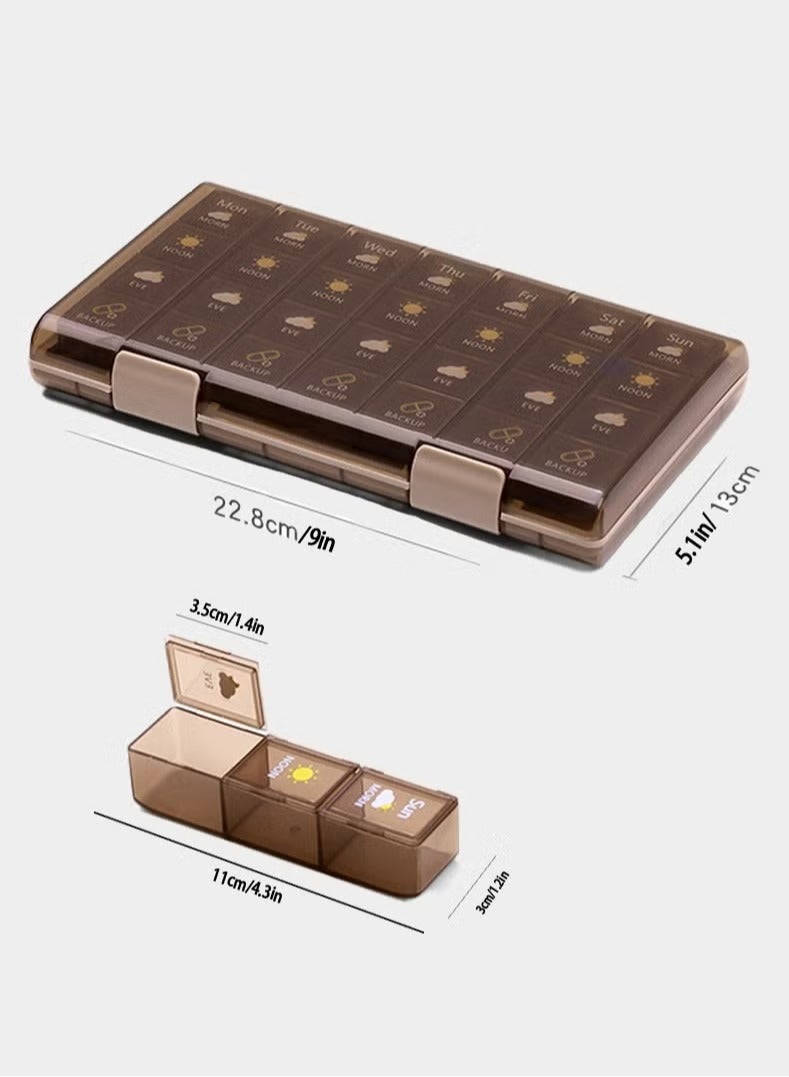 أوجا حافظة حبوب محمولة، صندوق حبوب يومي مقاوم للماء والعفن، صندوق حبوب سفر محمول لمدة 7 أيام، 3 مرات يوميًا للفيتامينات وزيت السمك والحبوب - Image 3