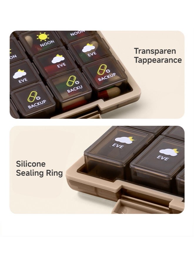 أوجا حافظة حبوب محمولة، صندوق حبوب يومي مقاوم للماء والعفن، صندوق حبوب سفر محمول لمدة 7 أيام، 3 مرات يوميًا للفيتامينات وزيت السمك والحبوب - Image 4