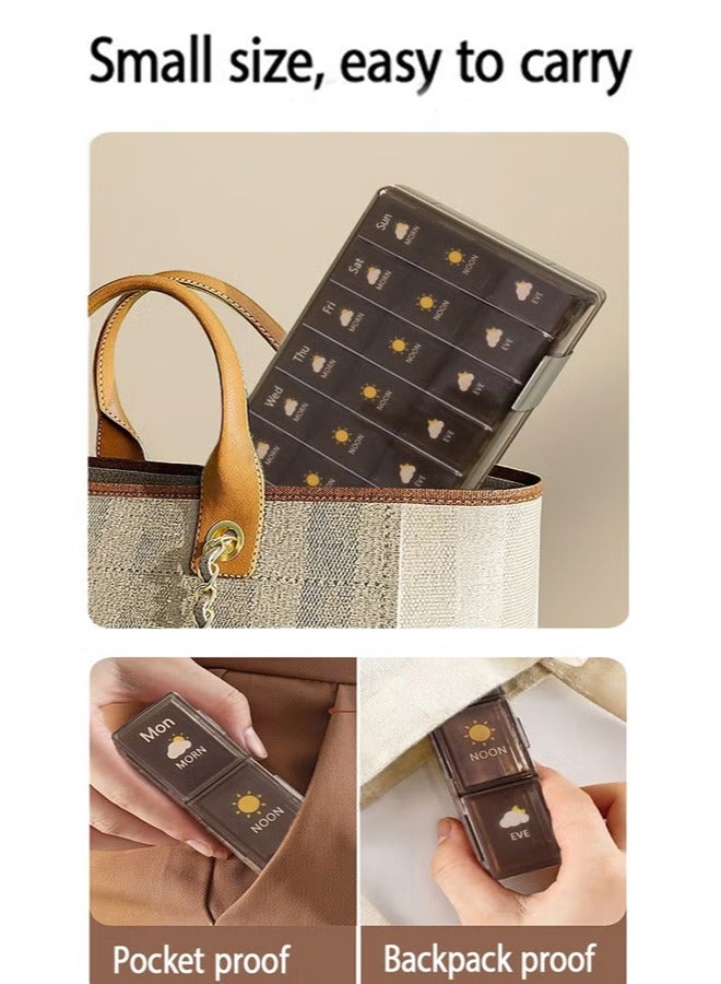 أوجا حافظة حبوب محمولة، صندوق حبوب يومي مقاوم للماء والعفن، صندوق حبوب سفر محمول لمدة 7 أيام، 3 مرات يوميًا للفيتامينات وزيت السمك والحبوب - Image 5