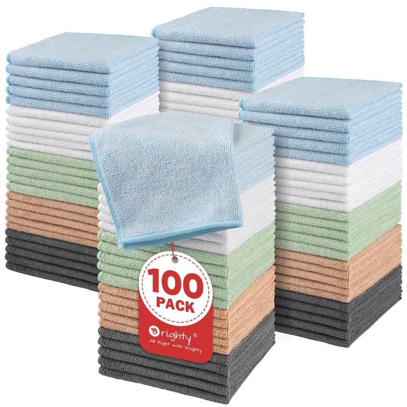Orighty Microfiber Washcloths Bulk Towels Set 100 Pack, Highly Absorbent and Soft Feel Face Cloths, Multi-Purpose Wash Cloths & Hand Towels for Bathroom, Hotel, Spa, and Gym, 12x12 Inch, Multi-Color - Image 1