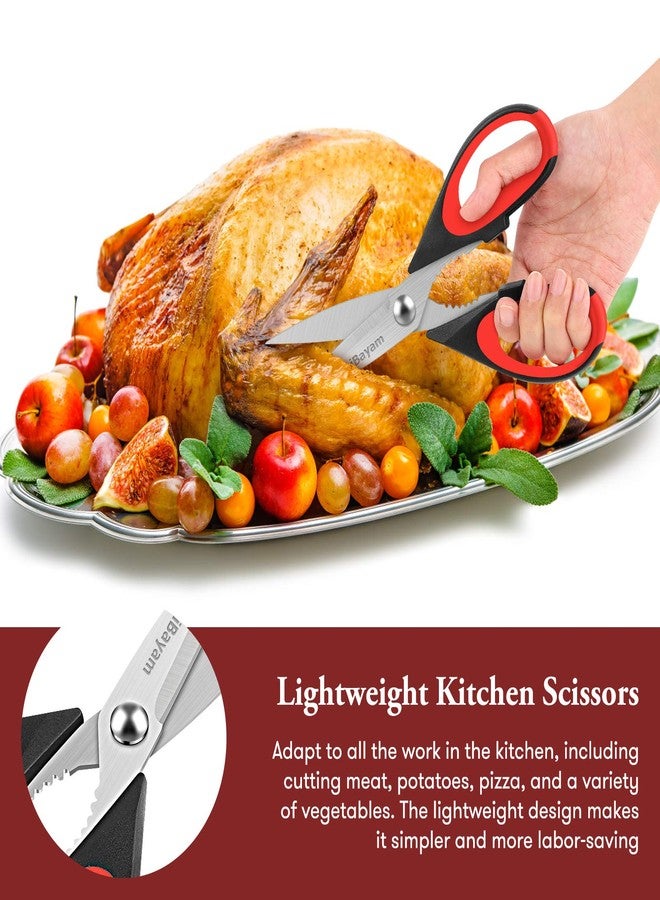 iBayam Kitchen Scissors All Purpose Heavy Duty 2 Pack with Protective Sheath, Stainless Steel Shears Kitchen Utensils Set for Cutting Food Cooking Meat Poultry Dishwasher Safe Soft Comfort-Grip - Image 5