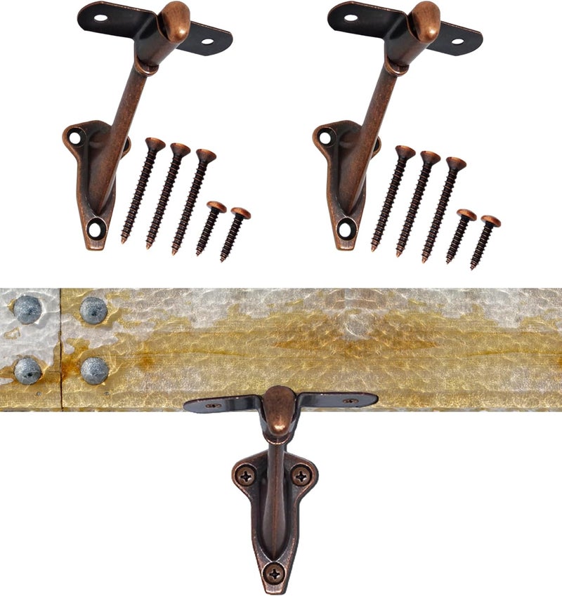 HOWTOOL Handrail Brackets Wall Mounted Antique Bronze (Antique Copper Look) Heavy Duty Zinc Stair Railing Support with Matching Screws, 3 Pack - Image 1