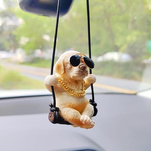 YOURKARTS.COM Cute Labrador Dog Mirror Hanging Ornament – Playful Rearview Swing Accessory for Car, Home & Office | Ideal Gift for Pet & Dog Lovers | car Accessories 2025 - Image 3