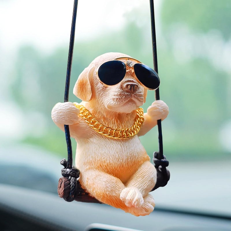 YOURKARTS.COM Cute Labrador Dog Mirror Hanging Ornament – Playful Rearview Swing Accessory for Car, Home & Office | Ideal Gift for Pet & Dog Lovers | car Accessories 2025 - Image 5