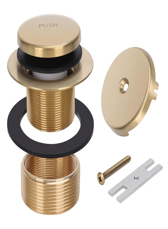 PRIMSOPH Tip-Toe Tub Drain Trim Kit with One Hole Overflow Faceplate Conversion Kit Assembly Universal Fine Coarse Thread Replacement Brushed Gold - Image 2