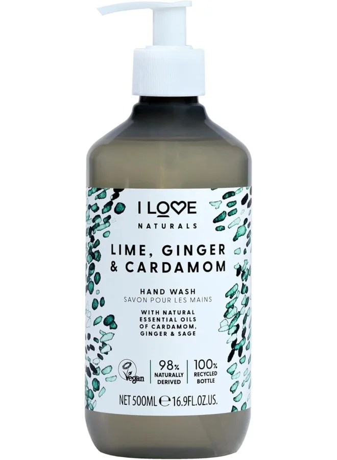 I LOVE I Love Naturals Lime, Ginger & Cardamom Handwash | 500ml | Zesty, Plant-Based Hand Soap | Vegan, Sulfate-Free & Energizing
