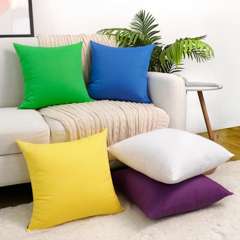 Coddsmz 6 Pack Decorative 100% Cotton Pillow Covers Square Cushion Cover Solid DIY Throw Pillowcase for Spring Home Sofa Bedroom Pure White 6 Pack-18"" x 18""/45x45cm (ONLY Covers  NOT Insert) - Image 3