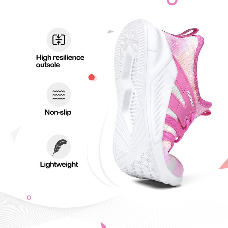 RUNSIDE Girls Tennis Shoes Lightweight Sports Kids Sneakers Lace-up for Running/Walking, Toddler/Little Kid/Big Kid Rose - Image 4