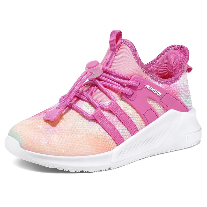 RUNSIDE Girls Tennis Shoes Lightweight Sports Kids Sneakers Lace-up for Running/Walking, Toddler/Little Kid/Big Kid Rose - Image 1
