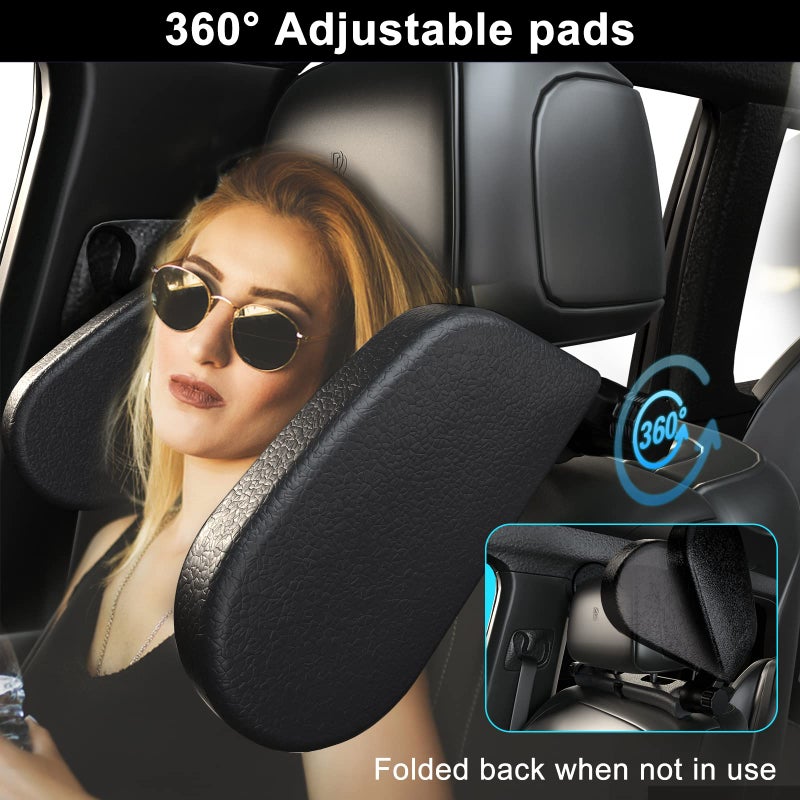 Heapany Car Headrest Pillow, Roadpal Adjustable Sleeping Headrest for Car Seat, Head Neck Support Rest Pillows for Kids Adults Travel, Only fit for Car Seat Headrest with Poles-Black - Image 3