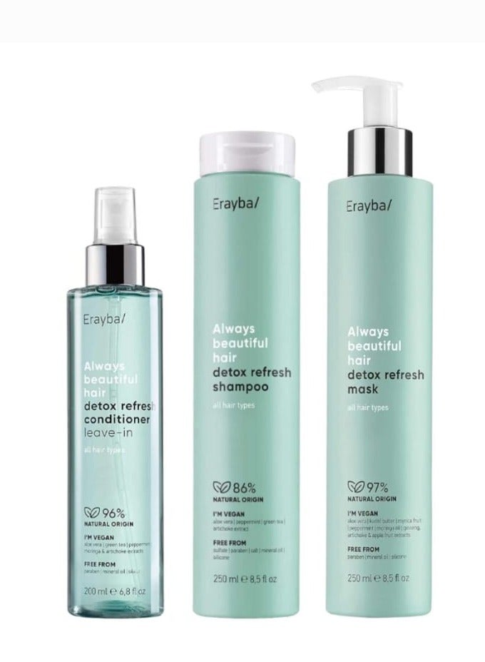 Erayba Eraiba hair care set to remove toxins and purify hair shampoo 250 ml botanical mask 200 ml and serum 200 ml - Image 1