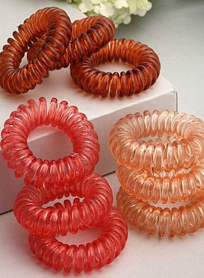 Radhya Accessories 4 Piece Dual tone Coil Hair Ties, Spiral Hair Ties, Phone Cord Hair Ties Multicolor Large Spiral Hair Ties, Curly Dent, Anti Hair Breakage Elastic bands (mixcolor) - Image 2