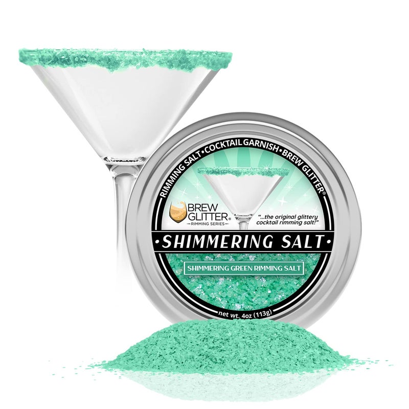 Brew Glitter Shimmering Rimming Salt 4oz 1x Bar Tin Edible Glitter Blended Cocktail Garnish for Mixed Drinks and Beverages Green 4oz