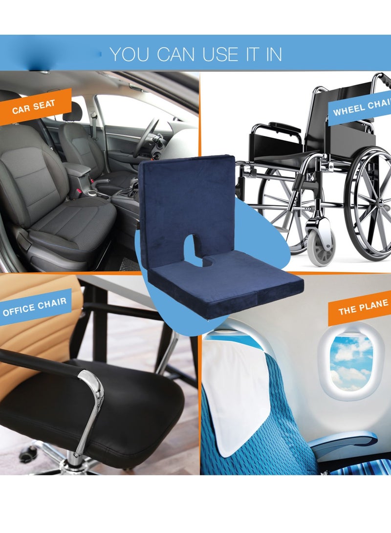 HT Memory foam seat cushion for lower back support, comfortable design and pain relief, used for office chair and car seat, with a removable cover. - Image 4