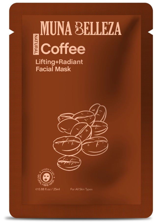 Muna Belleza Coffee Mask Sheet - Soothes, Clears Acne, For All Skin Types, Korean Skincare, 25ml 