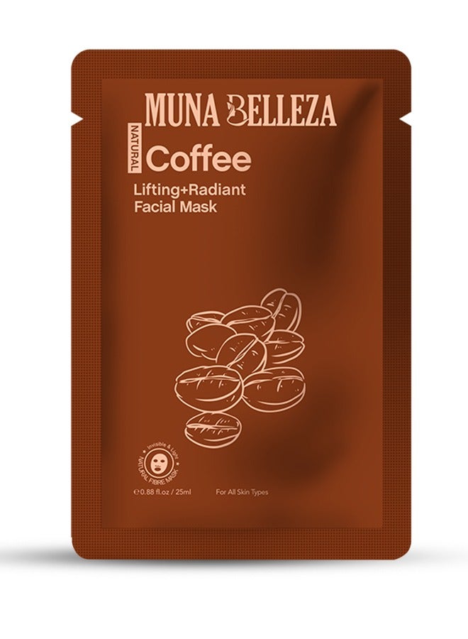 Muna Belleza Coffee Mask Sheet - Soothes, Clears Acne, For All Skin Types, Korean Skincare, 25ml - Image 1