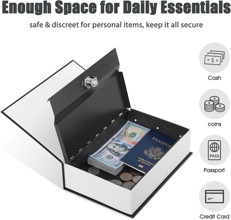 MAX-EMA GLOBAL MAX-EMA Book Safe Locker with Key Lock, Hidden Dictionary Safe Box for Cash, Jewellery & Documents, Portable Secret Storage Box for Home Office Travel, Diversion Book Safe (Black) - Image 3