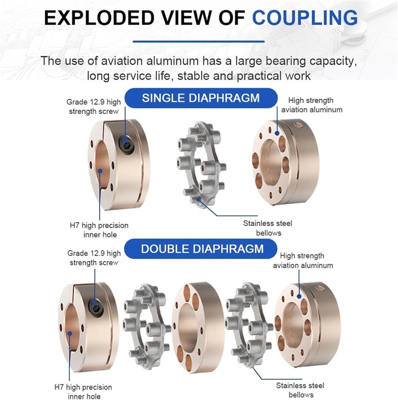 Flexible Motor Shaft Coupler LDG D32L30/L41 Diaphragms Aluminium Coupling Cardan Accessories Connector for 3D Printer(LDG2-B-D32L41-8X8) - Image 4