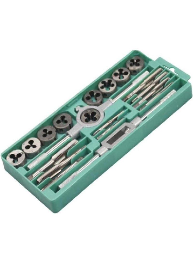 GGOOT Diy Hand Tools Hardware 12/20Pcs Tap And Die Set Tap Wrench Threading Tools Metric Hand Tapping Tools For Metalworking Screw Thread Tap Die Tap (Color : 20 Piece Set) - Image 1