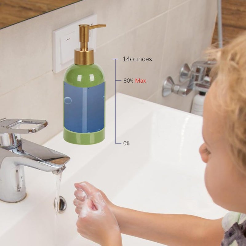Natheeph 14OZ Ceramic Soap Dispenser Ceramic Soap Pump Dispenser Can Fill Liquid for Bathroom/Kitchen (Green) - Image 3