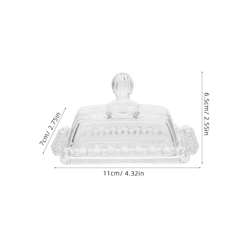 Glass Butter Dish With Lid Mini Pearl Edge Candy Plate Reusable Dessert And Cheese Container For Countertop Use - Image 3