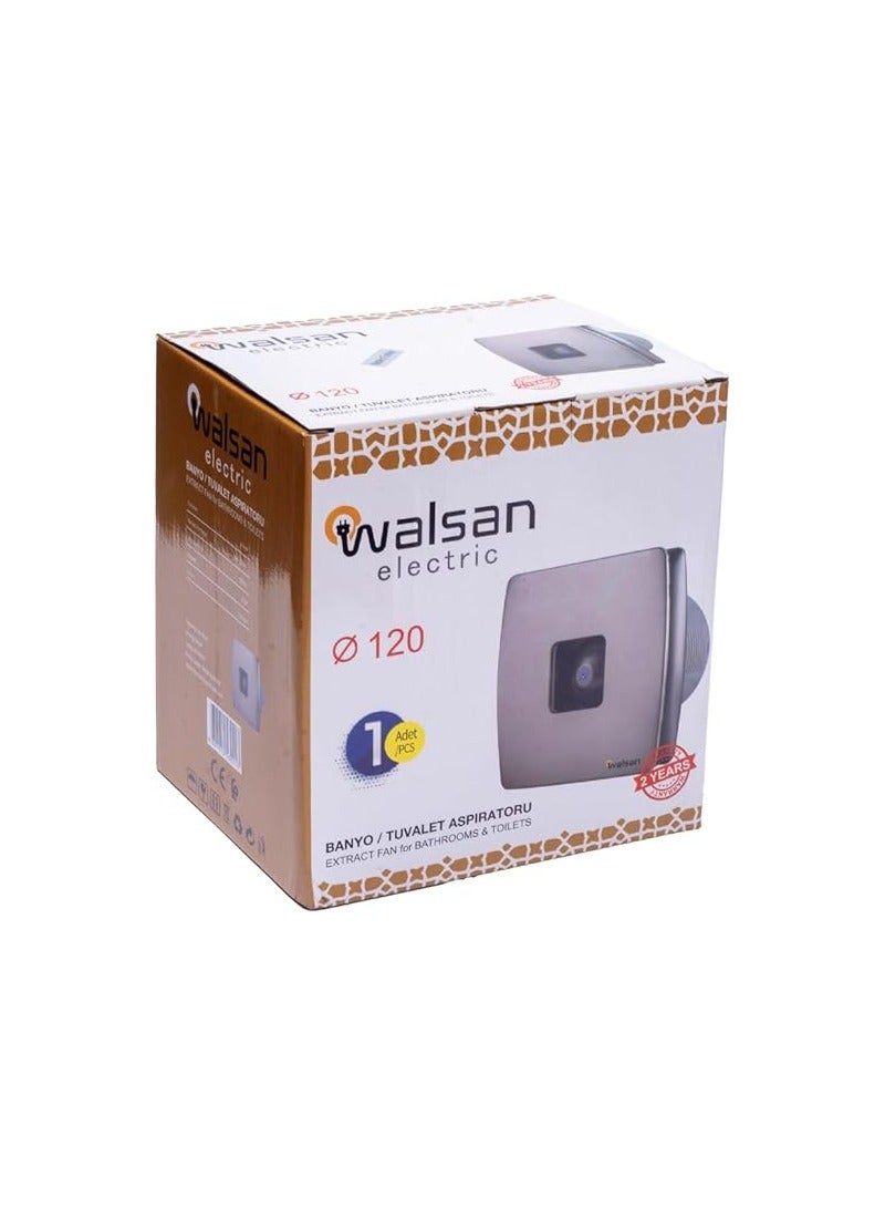 5" (120mm) 12cm Bathroom Exhaust Fan & Extractor - Effective Ventilation & Compact Design Silver - Image 3