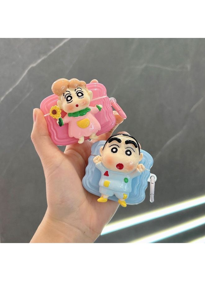 Generic - Three-dimensional Cute Cartoon For AirPods 3 Protective Shell 1/2/3 Generation Wireless Bluetooth Headset Cover Pro2 Japan And South Korea-Color:Xiaoxin + Hook-Model:Airpods Pro2 - Image 1
