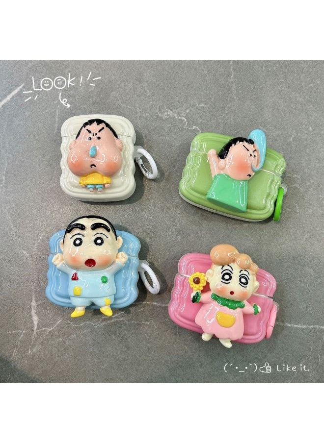 Generic - Three-dimensional Cute Cartoon For AirPods 3 Protective Shell 1/2/3 Generation Wireless Bluetooth Headset Cover Pro2 Japan And South Korea-Color:Xiaoxin + Hook-Model:Airpods Pro2 - Image 1
