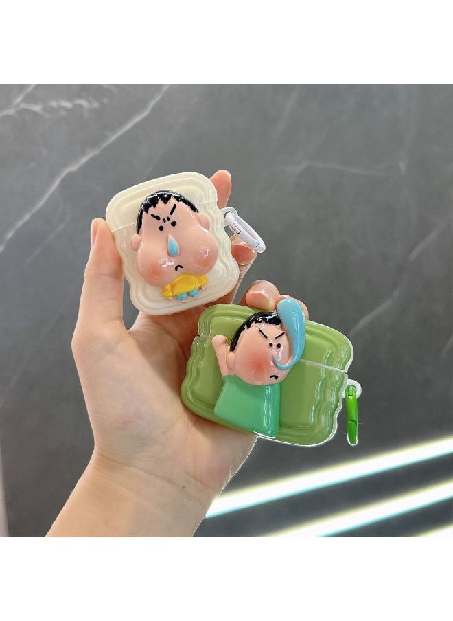 Generic - Three-dimensional Cute Cartoon For AirPods 3 Protective Shell 1/2/3 Generation Wireless Bluetooth Headset Cover Pro2 Japan And South Korea-Color:Xiaoxin + Hook-Model:Airpods Pro2 - Image 1