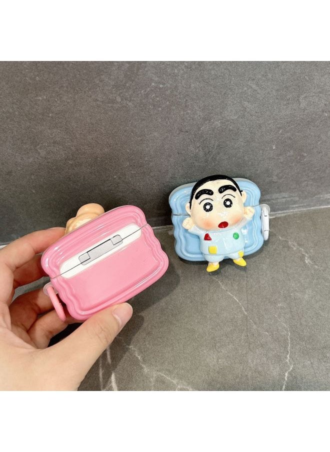 Generic - Three-dimensional Cute Cartoon For AirPods 3 Protective Shell 1/2/3 Generation Wireless Bluetooth Headset Cover Pro2 Japan And South Korea-Color:Xiaoxin + Hook-Model:Airpods Pro2 - Image 1