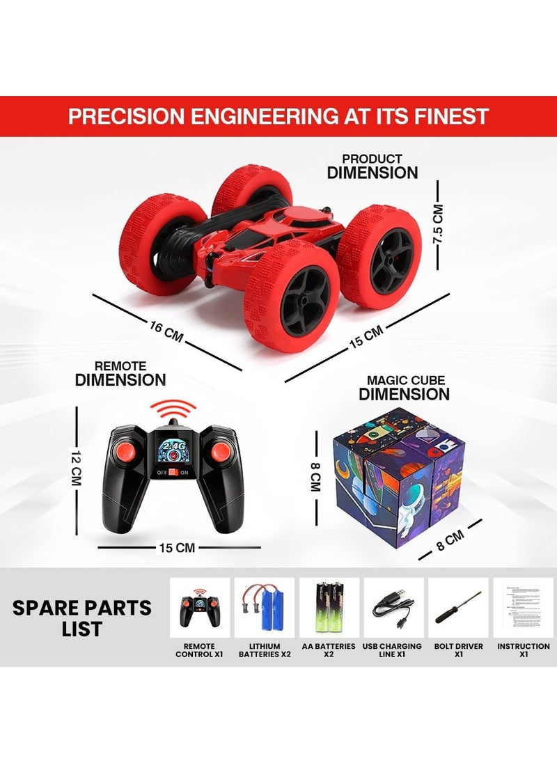 Stunt Car RC - Toy Car Remote Control - Fastest RC Off-Road Car - 360° Rotating Remote Controlled Car - Best Outside Toys Gift for Kids, RC Car with a 3D Infinite Cube Magic Toy Fidget