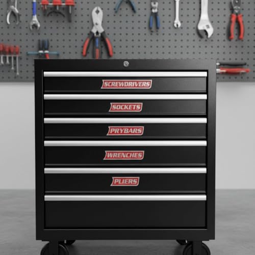 OYB 12 Pack of Magnetic Toolbox Labels, 3D-Printed Tool Box Labels, General Tool Box Organize Accessories, Reusable Labels (red) - Image 2