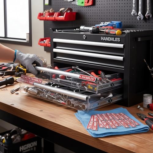 OYB 12 Pack of Magnetic Toolbox Labels, 3D-Printed Tool Box Labels, General Tool Box Organize Accessories, Reusable Labels (red) - Image 5