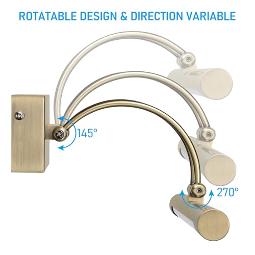 LEONLITE 3CCT Dimmable LED Picture Light, 2700K/3000K/4000K Selectable, CRI90 Swivel Full Metal Picture Frame Light for Wall Art, Painting, Artwork, Portrait, Plug-in & Hardwired, Antique Brass - Image 5
