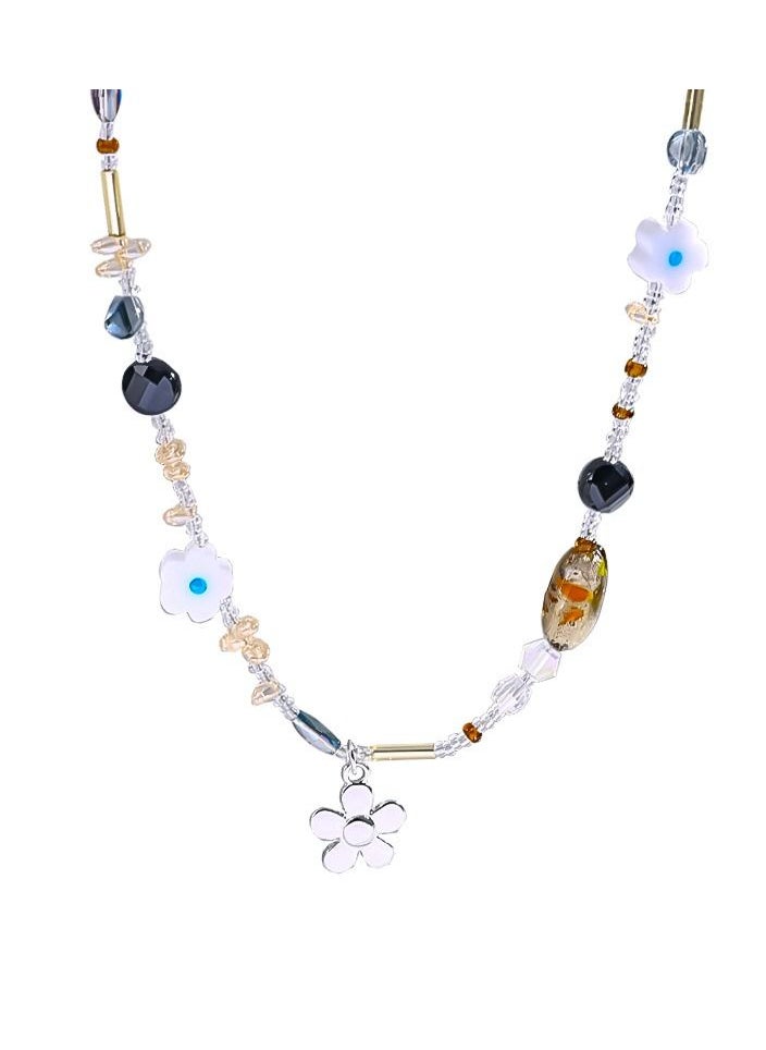 Satinior - Vintage love flower multi-element titanium steel necklace - Image 1