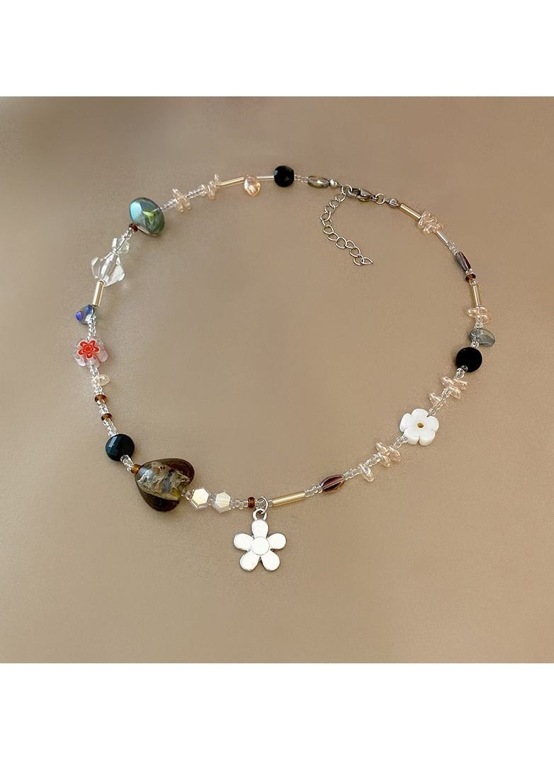 Satinior - Vintage love flower multi-element titanium steel necklace - Image 1