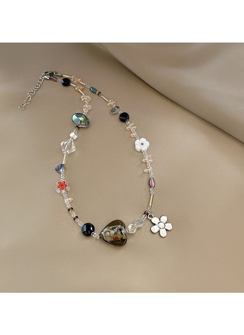 Satinior - Vintage love flower multi-element titanium steel necklace - Image 1