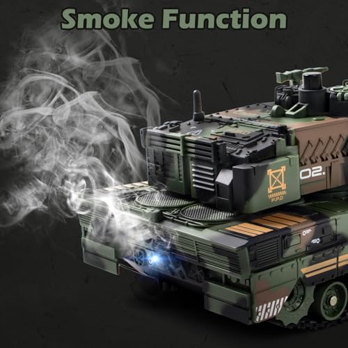 Supdex 124 RC Tank24G Remote Control Army Tank That Shoot BBS with 360 Rotating Turret Auto Demo Sound Light and Smoke AllTerrain Climbing RC Military Vehicle Toy Gift for Boys Ages 612 - Image 5