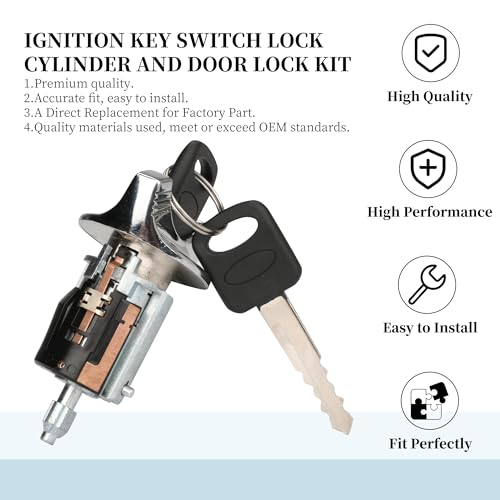 XINRINTONG Door Lock Cylinders Set & Ignition Switch with Keys, for Ford F150/F250/F350 Pickup 1992-1995,Bronco 1992-1995, E150/250/350 Van 1992-1995, Ranger 1995, Replace Part Number C-42-150 DP-42-122 - Image 4