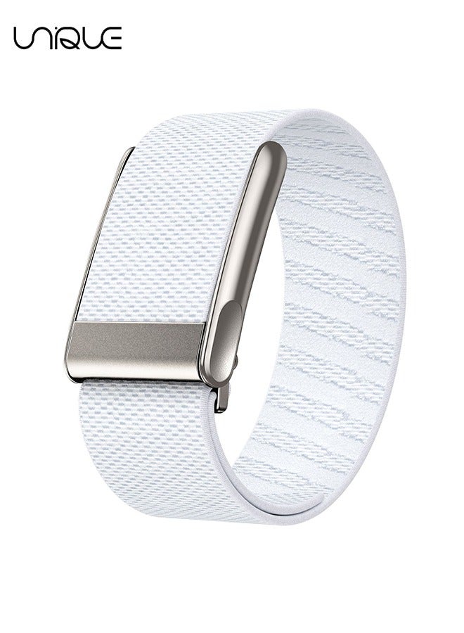 يونيك حزام رياضي من النايلون مع حزام Whoop 5.0 - متوافق مع One وPeak - حزام معصم قابل للتعديل ومتنفس ومضاد للماء - لللياقة البدنية والنشاط والنوم والأجهزة القابلة للارتداء - لـ Whoop 5.0 - أبيض / نموذج تخطيط القلب
