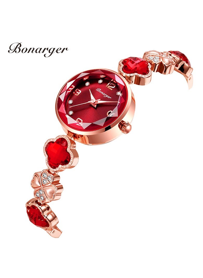 BONARGER Women's Watch Bracelet Female Fashion Waterproof Quartz Watch Red - Image 1