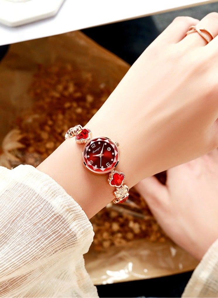 BONARGER Women's Watch Bracelet Female Fashion Waterproof Quartz Watch Red - Image 2