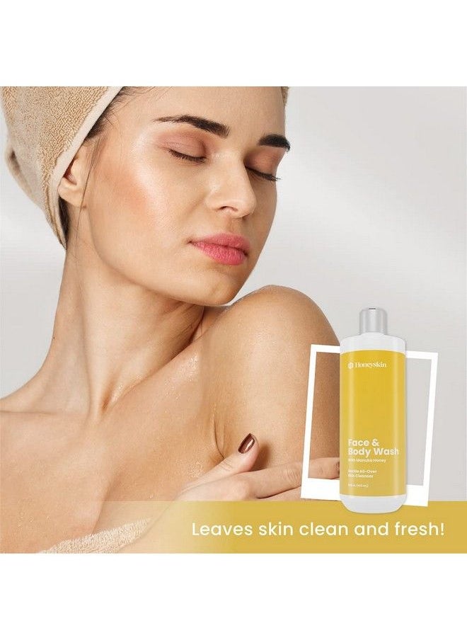 Honeyskin - Face And Body Wash For Women And Men Acne Body Wash Moisturizing For Sensitive Skin Hydrating Facial Cleanser Gentle Exfoliating Wash Sulfate Free Manuka Honey Coconut Oil And Aloe Vera (16Oz) - Image 1