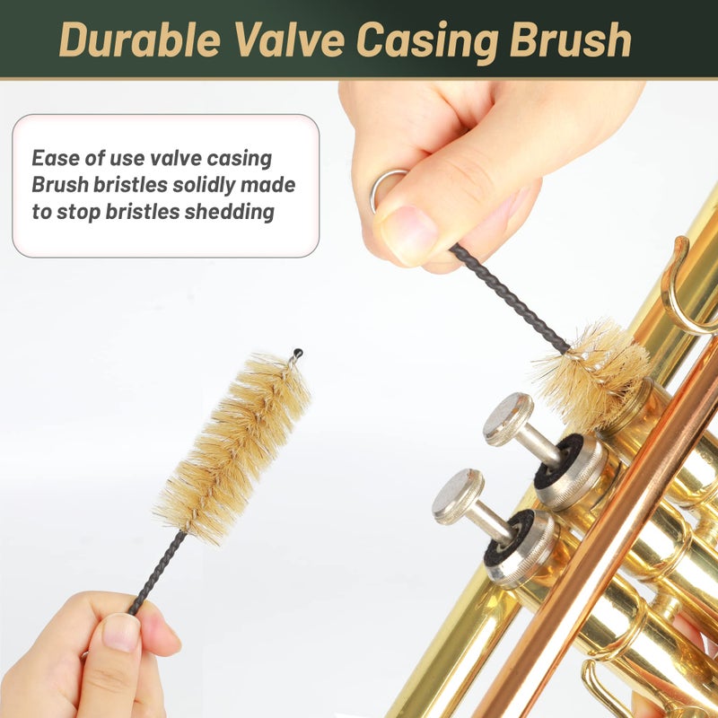 PAMPET Trumpet Care Kit, Professional Trumpet Cleaning Kit Care Your Trumpet with Valve Oil, Brass Polishing Spray, Slide Grease, Brushes - Image 3
